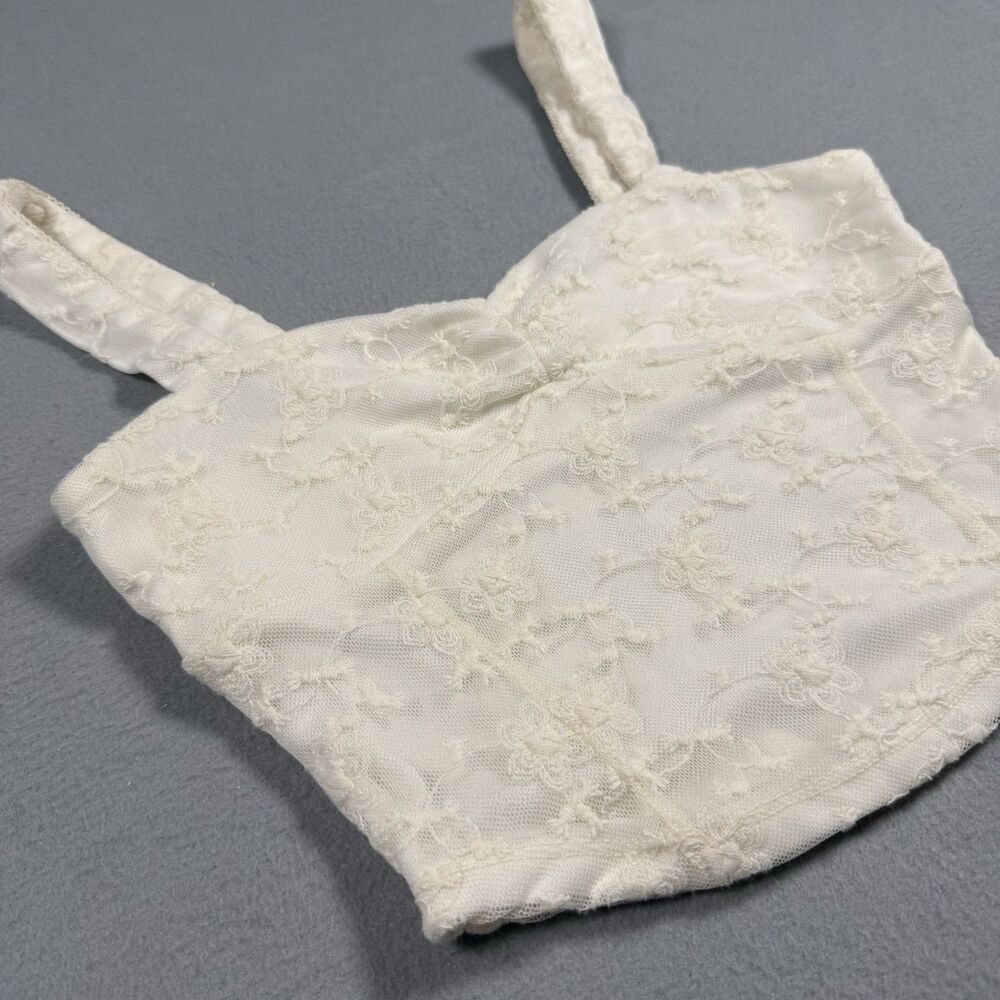 Thirty/Thirty LA Ivory Lace Corset Bustier Crop Top Sweetheart Sz XS